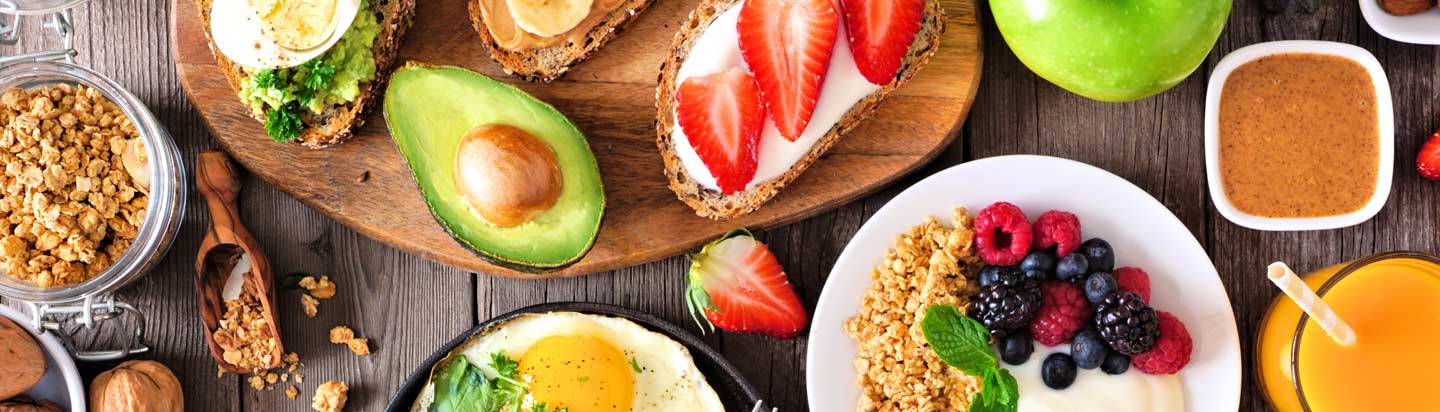 Selection of healthy food on table